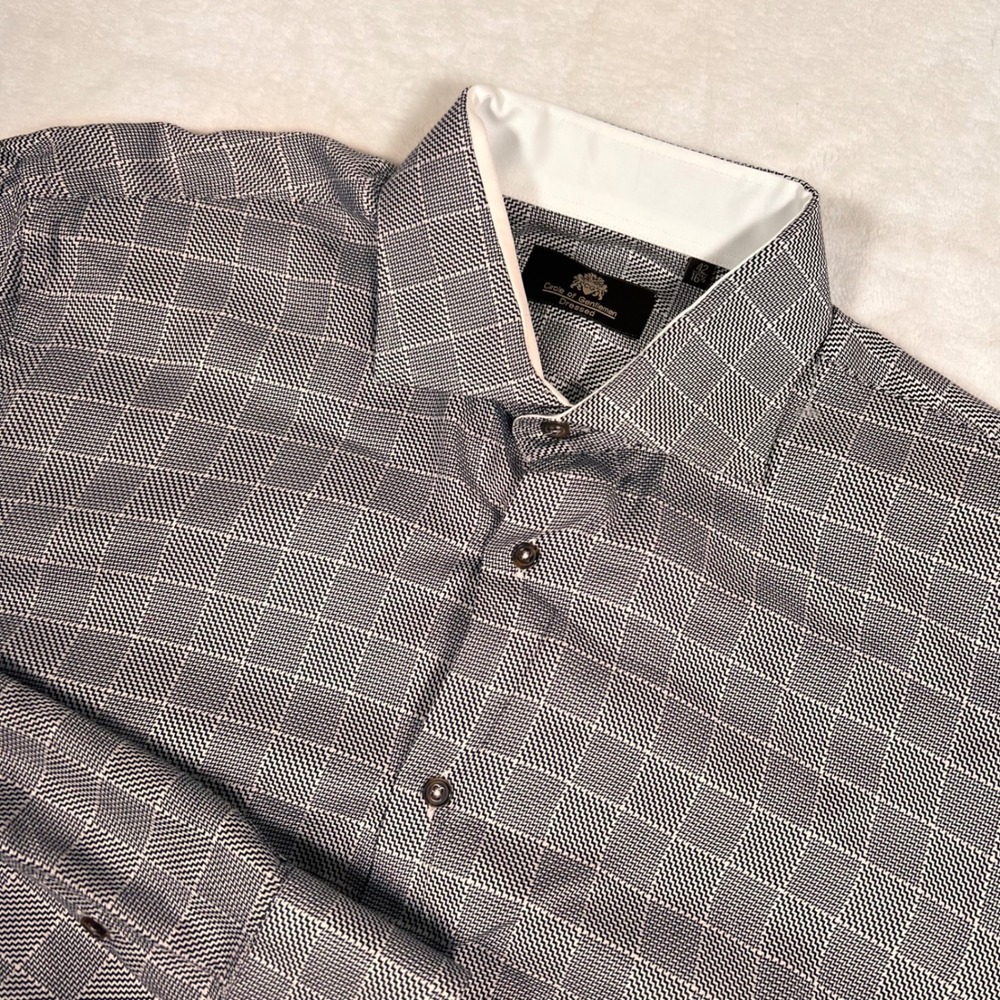 Circle of Gentlemen Dressed Shirt‎ Plaid Button Down Long Sleeve Gray 42